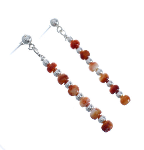 Genuine Sterling Silver Oyster Shell Bead Post Dangle Earrings JX125548